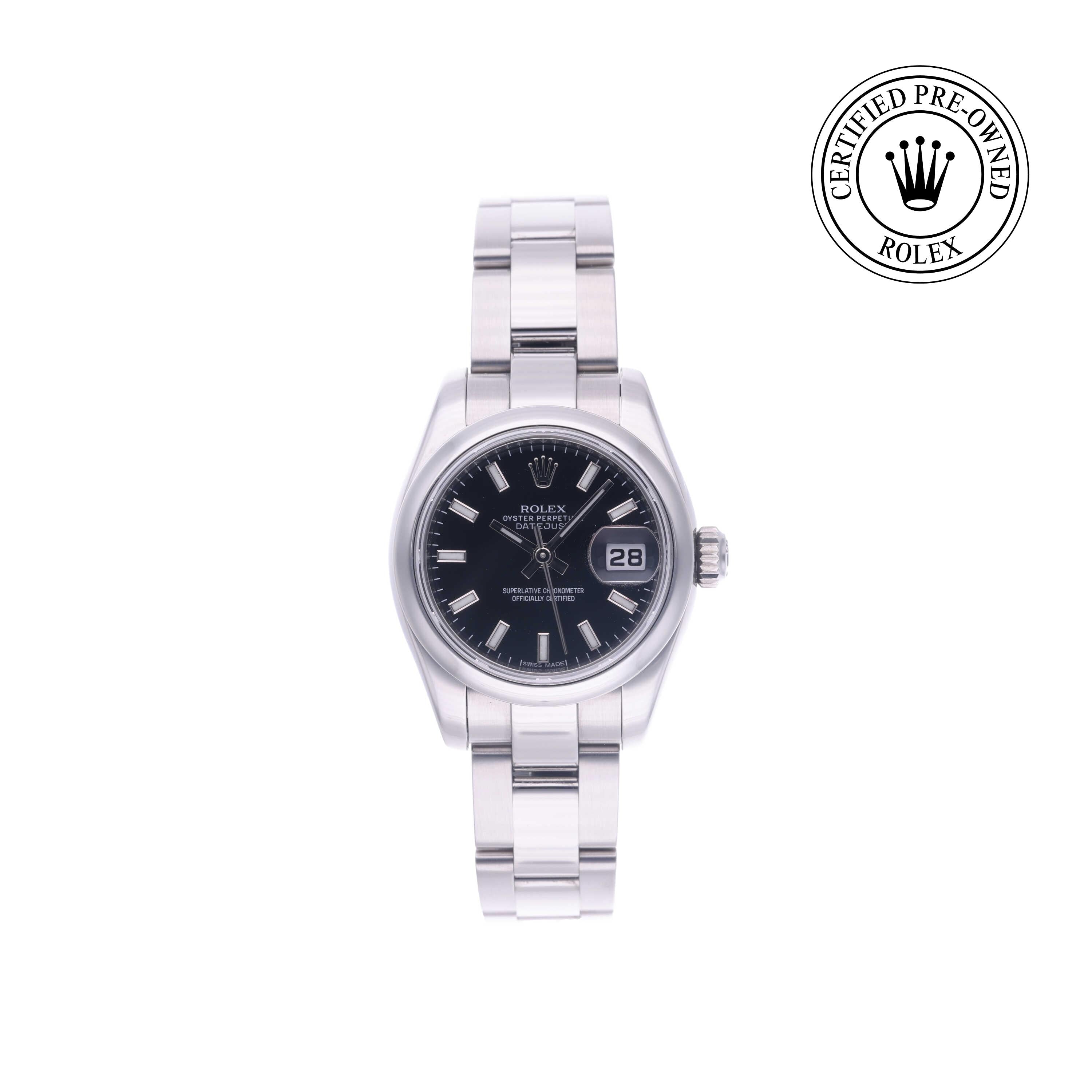 Rolex Certified Pre-owned Lady Datejust M179160-0008 front on white background
