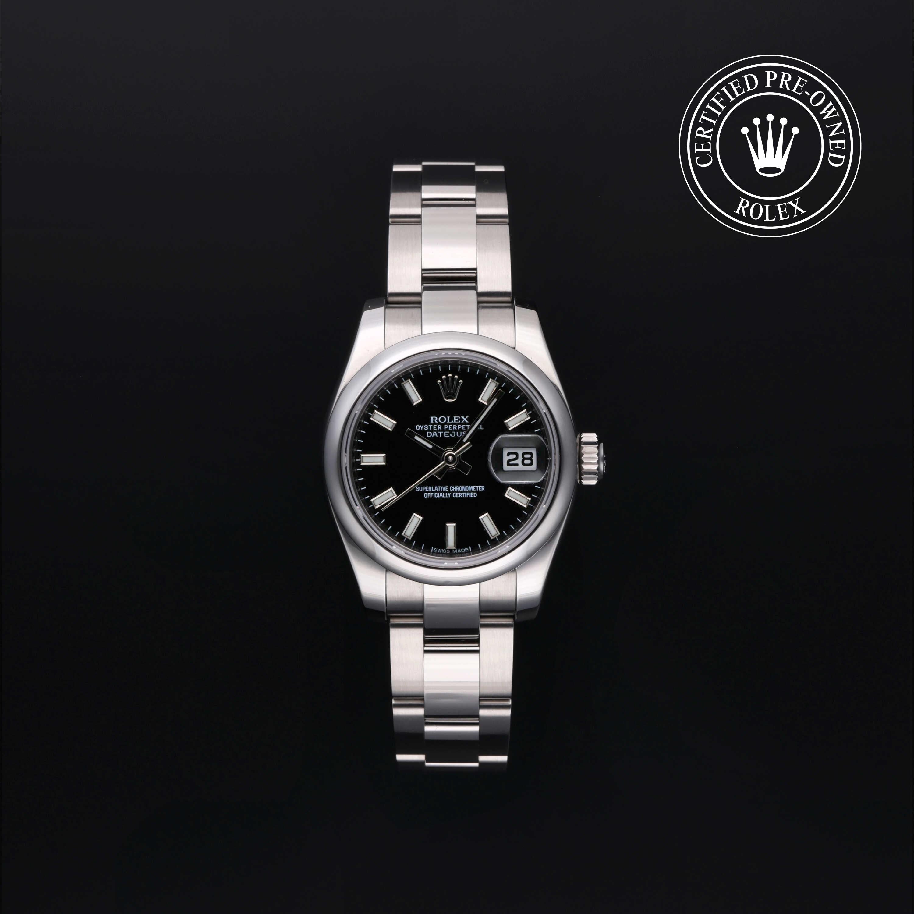 Rolex Certified Pre-owned Lady Datejust M179160-0008 front on black background