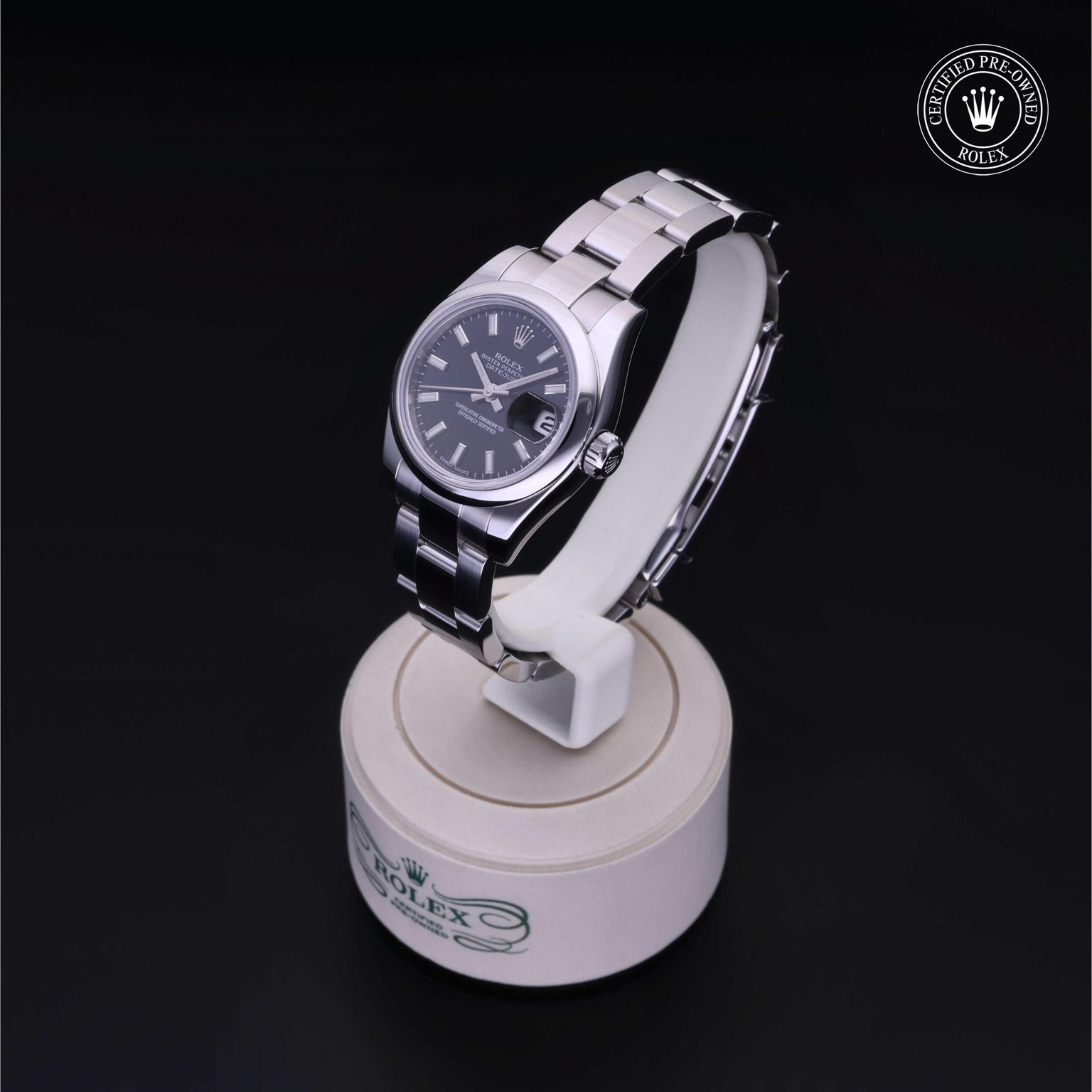 Rolex Certified Pre-owned Lady Datejust M179160-0008 front on black background
