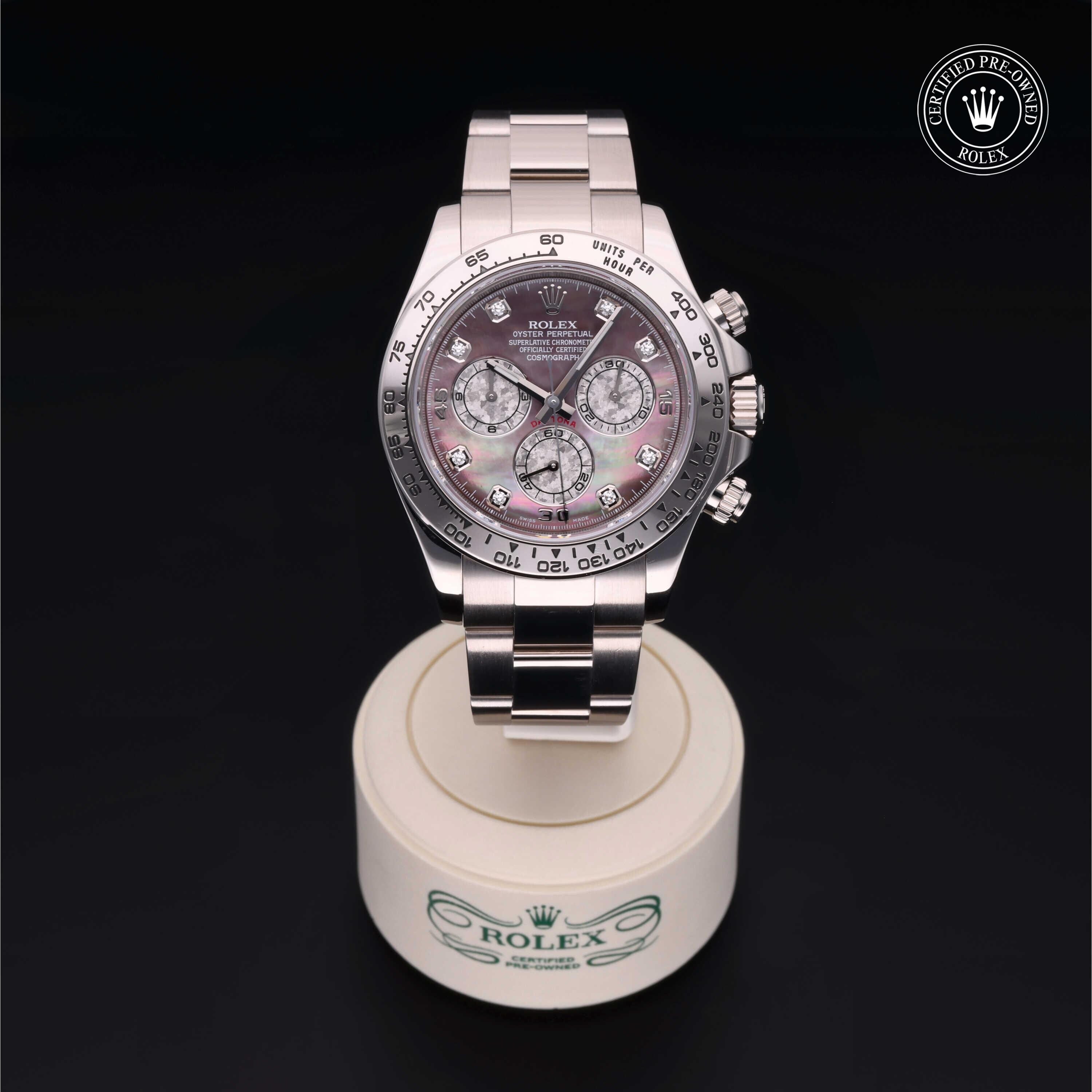 Rolex Certified Pre-owned Daytona M116509-0036 front on black background
