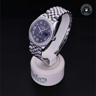 Rolex Certified Pre-owned Datejust M126284RBR-0013 front on black background
