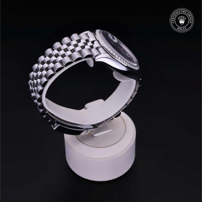 Rolex Certified Pre-owned Datejust M126284RBR-0013 front on black background