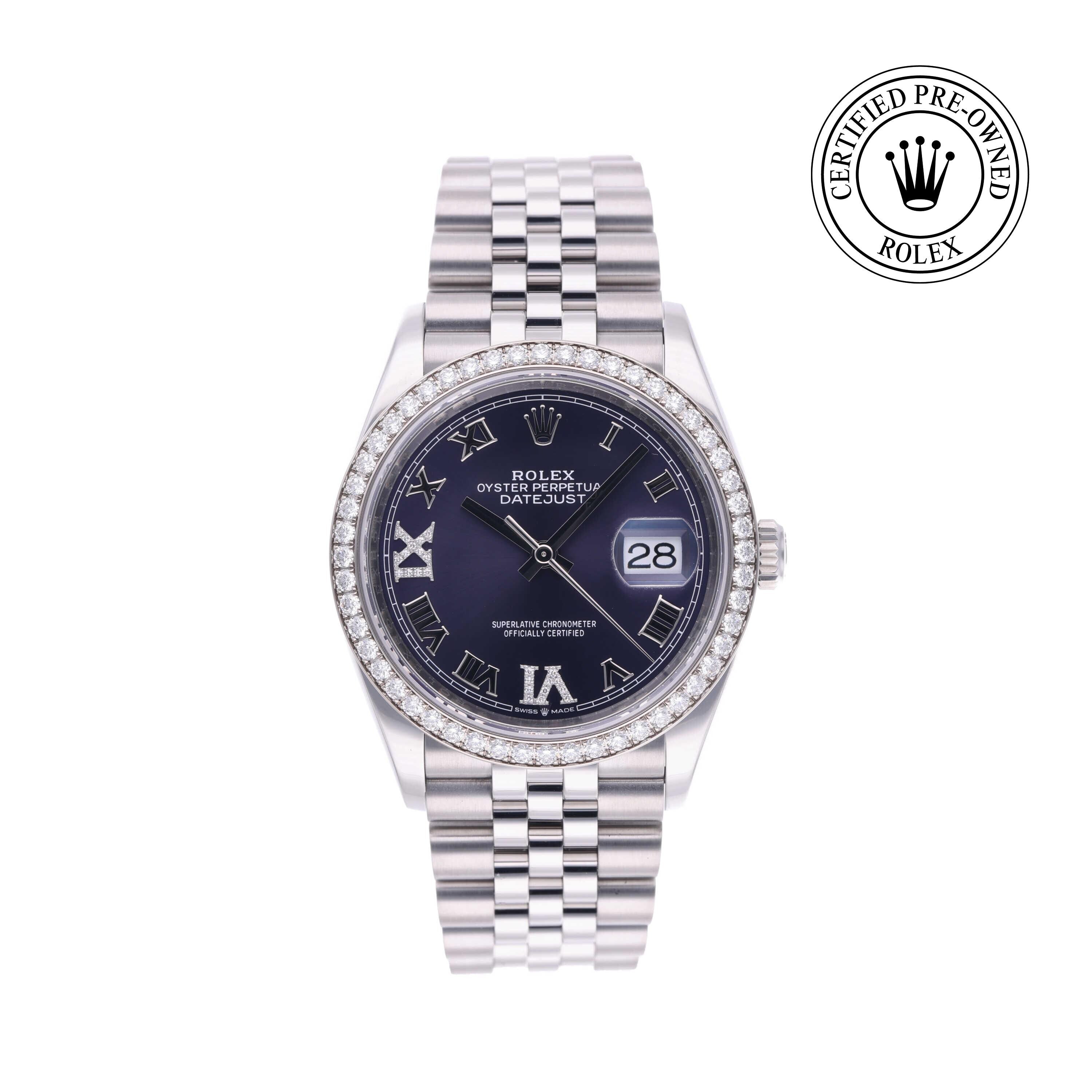 Rolex Certified Pre-owned Datejust M126284RBR-0013 front on white background