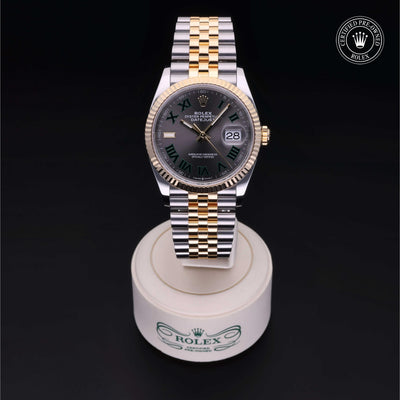 Rolex Certified Pre-owned Datejust M126233-0035 front on black background