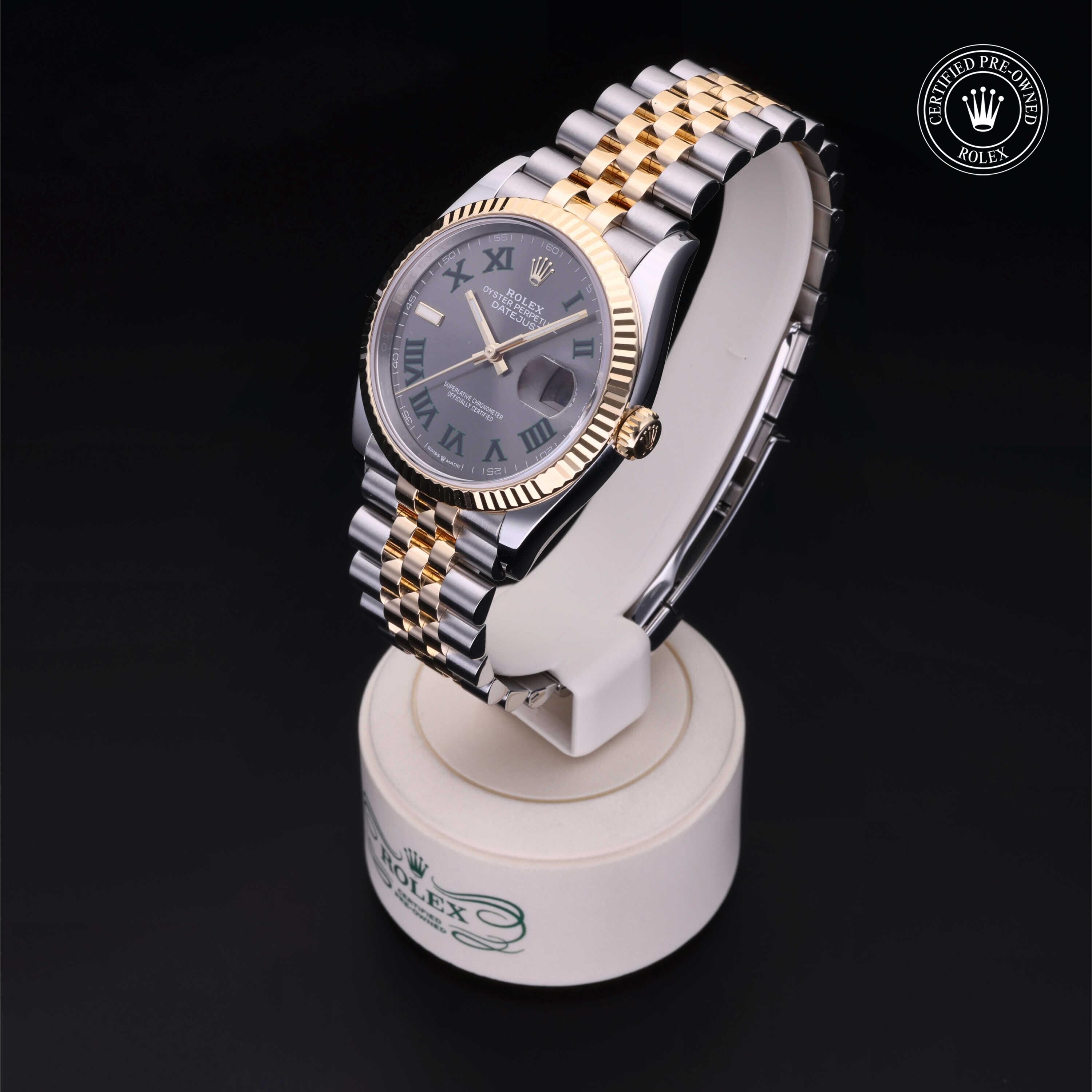 Rolex Certified Pre-owned Datejust M126233-0035 front on black background