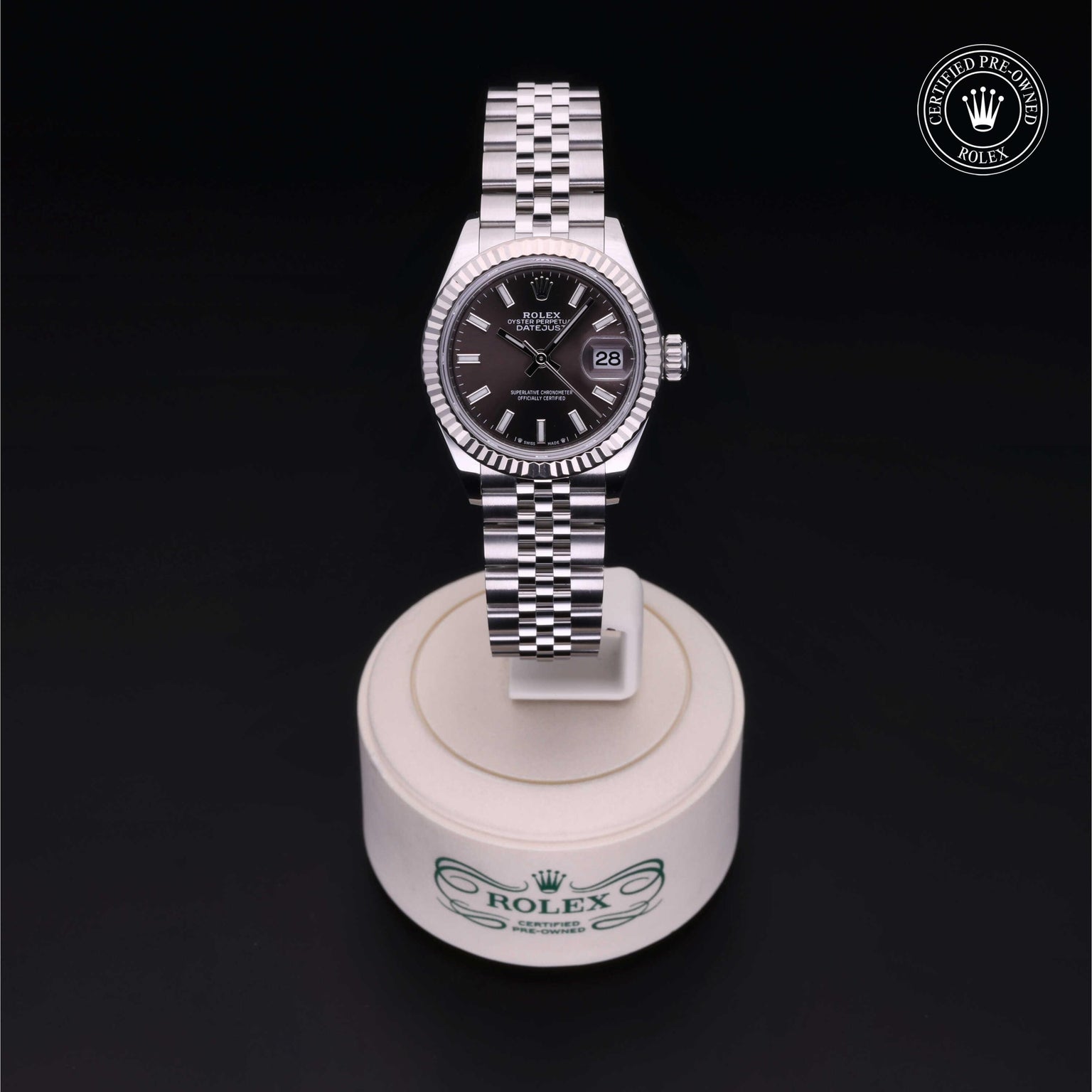 Rolex Certified Pre-owned Lady Datejust M279174-0011 front on black background