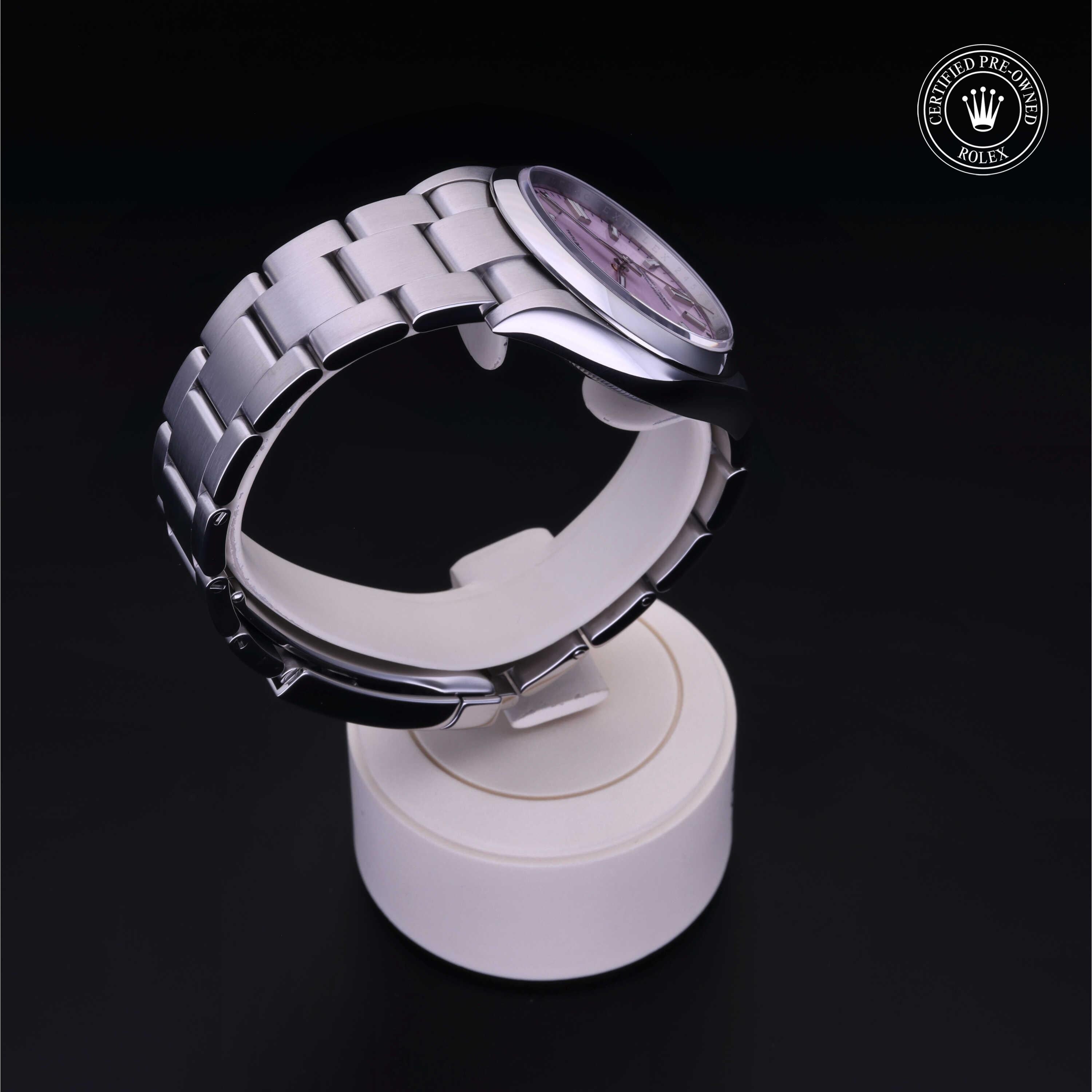 Rolex Certified Pre-owned Oyster Perpetual M126000-0008 front on black background