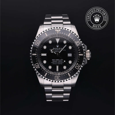 Rolex Certified Pre-owned Sea-Dweller M126660-0001 front on black background