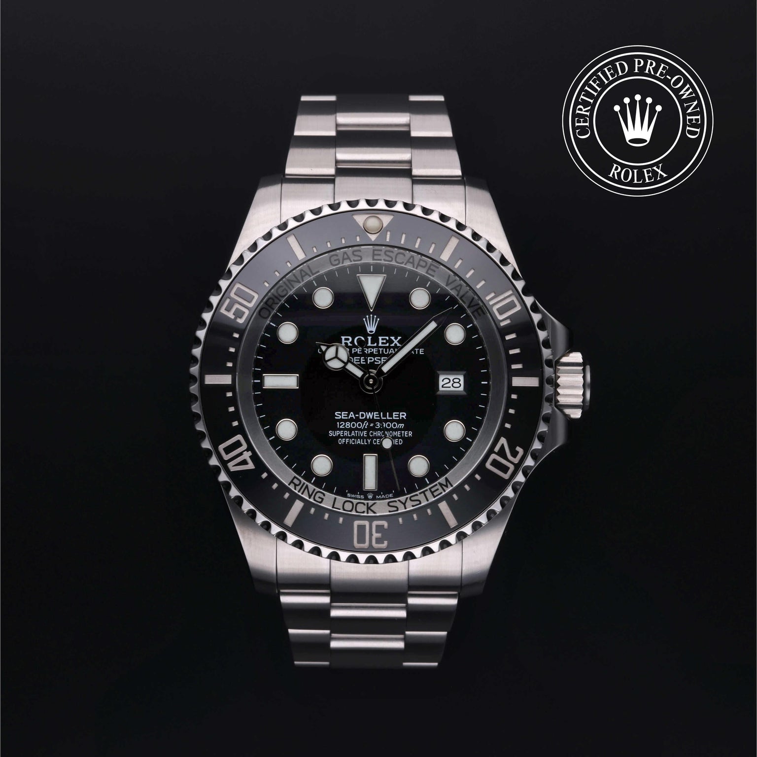 Rolex Certified Pre-owned Sea-Dweller M126660-0001 front on black background