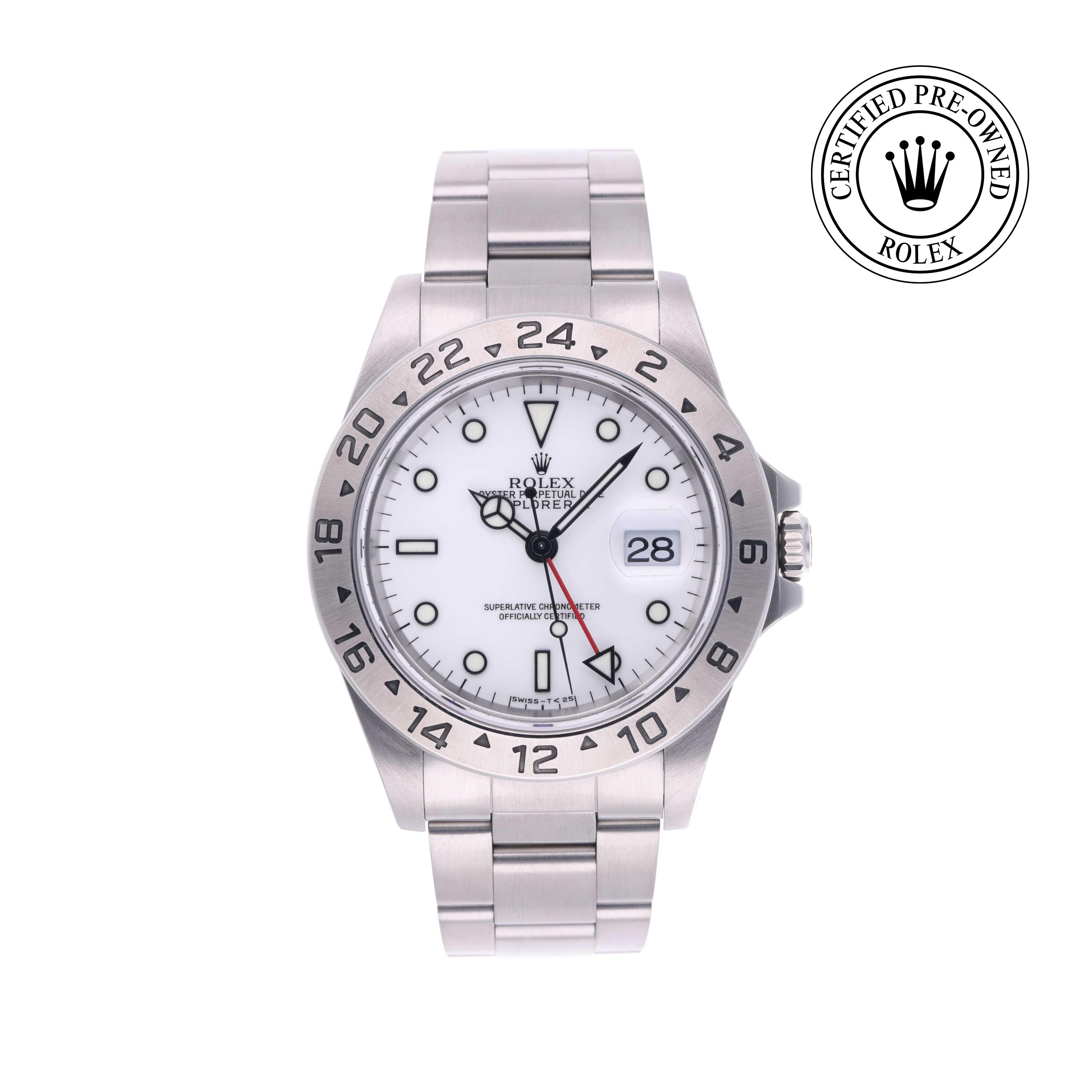 Rolex Certified Pre-owned Explorer M16570-0006 front on white background