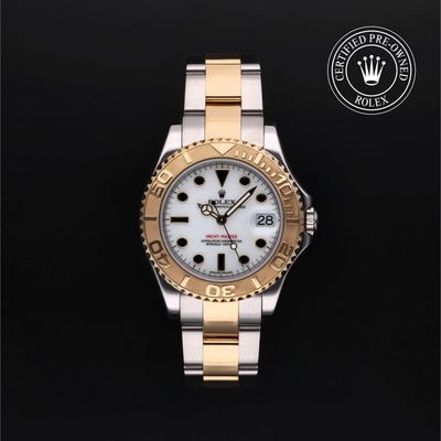 Rolex Certified Pre-owned Yacht-Master M168623-0009 front on black background