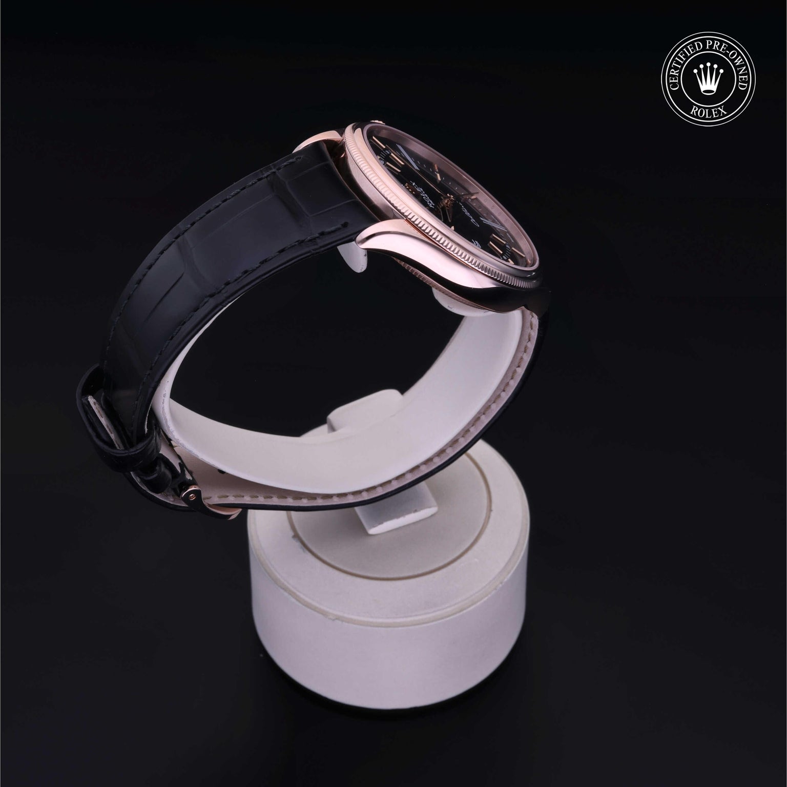 Rolex Certified Pre-owned Cellini M50505-0009 front on black background