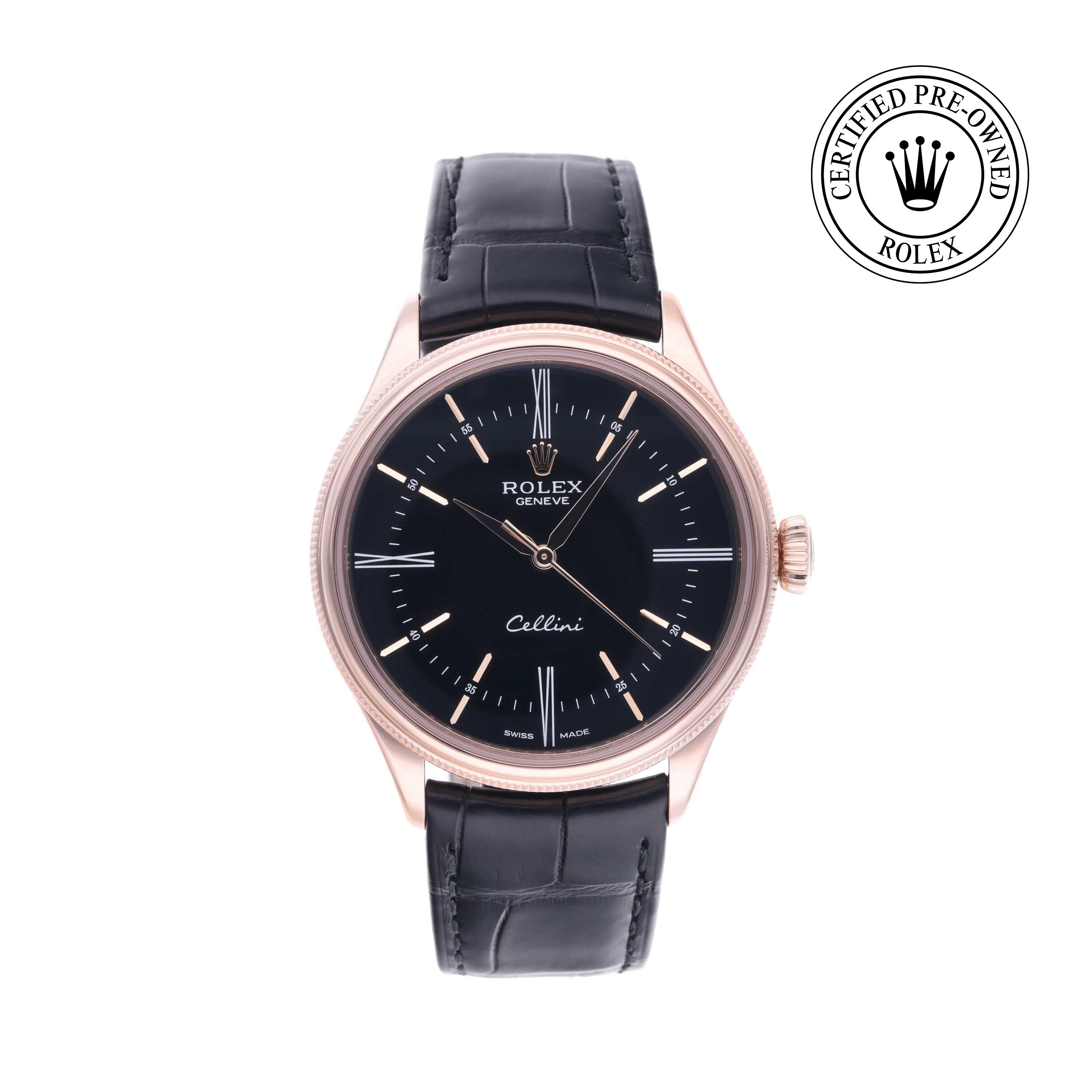 Rolex Certified Pre-owned Cellini M50505-0009 front on white background