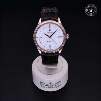 Rolex Certified Pre-owned Cellini M50505-0006 front on black background