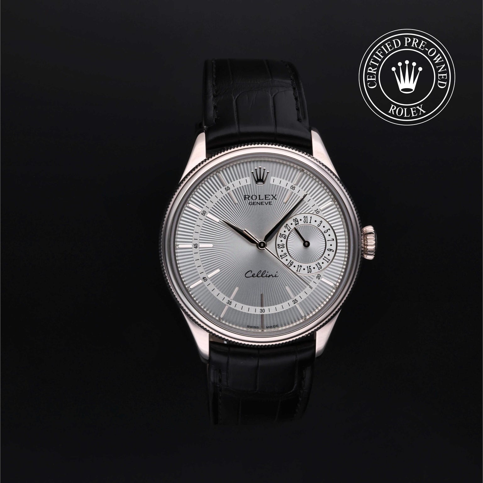 Rolex Certified Pre-owned Cellini M50519-0004 front on black background