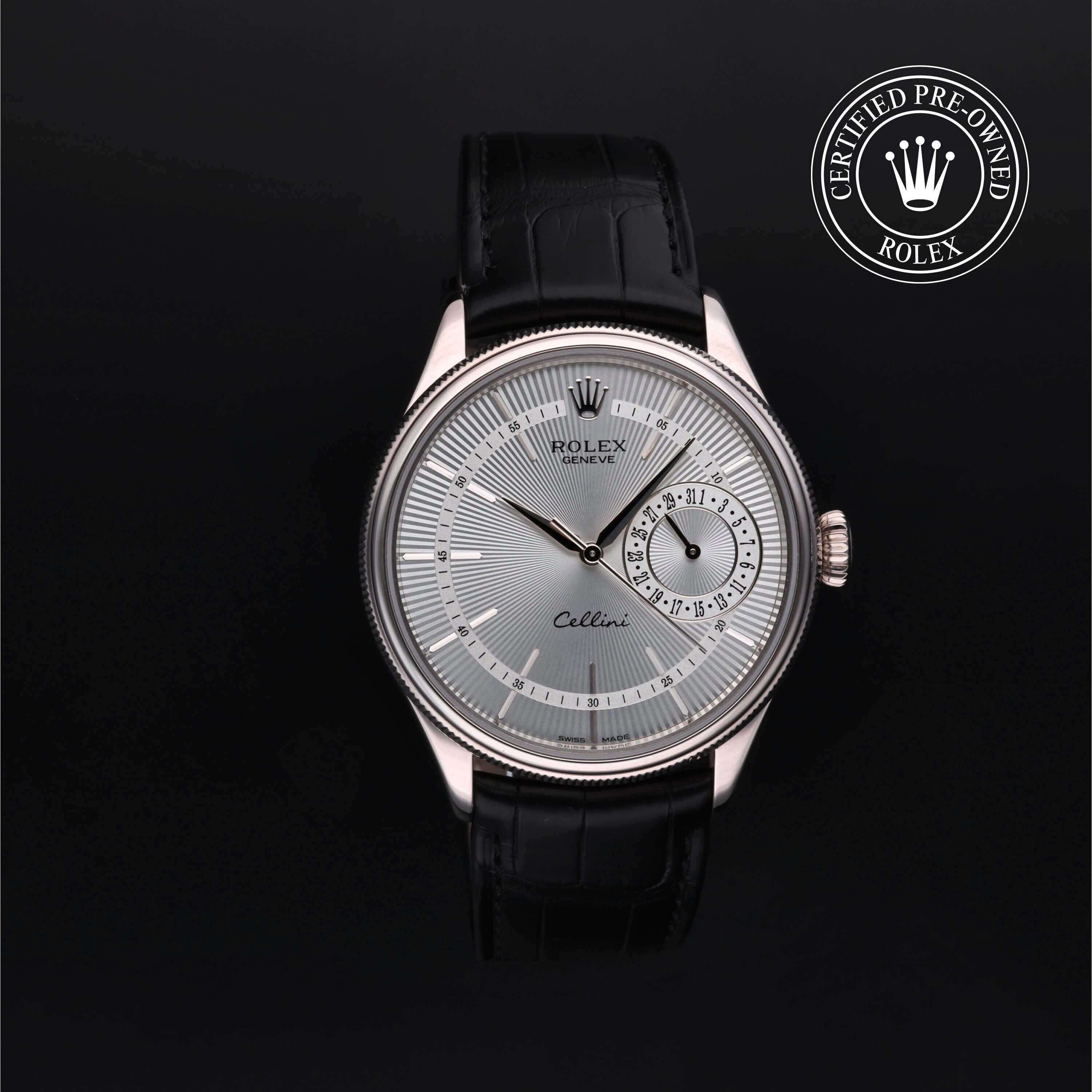 Rolex Certified Pre-owned Cellini M50519-0004 front on black background