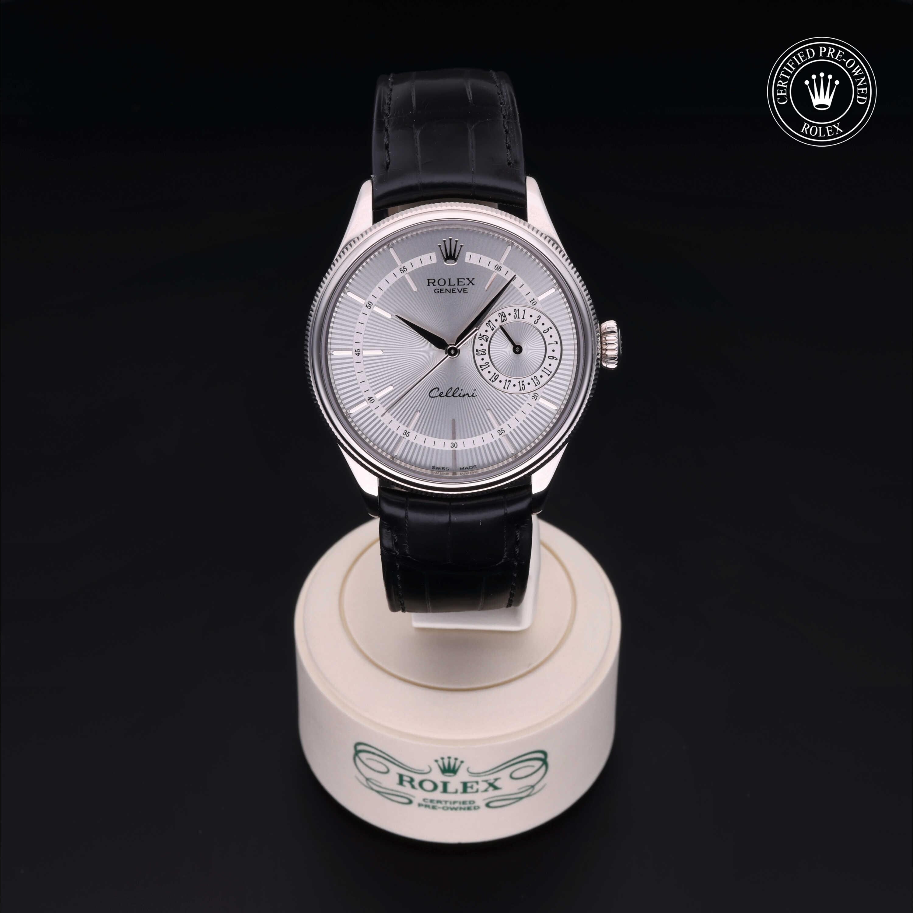 Rolex Certified Pre-owned Cellini M50519-0004 front on black background