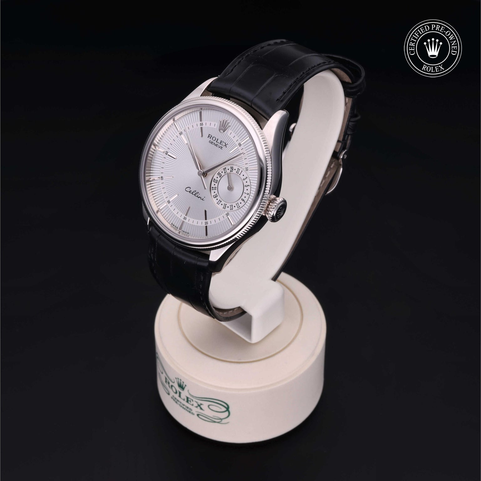 Rolex Certified Pre-owned Cellini M50519-0004 front on black background