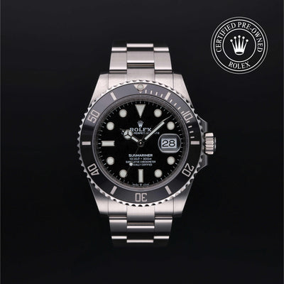 Rolex Certified Pre-owned Submariner M126610LN-0001 front on black background