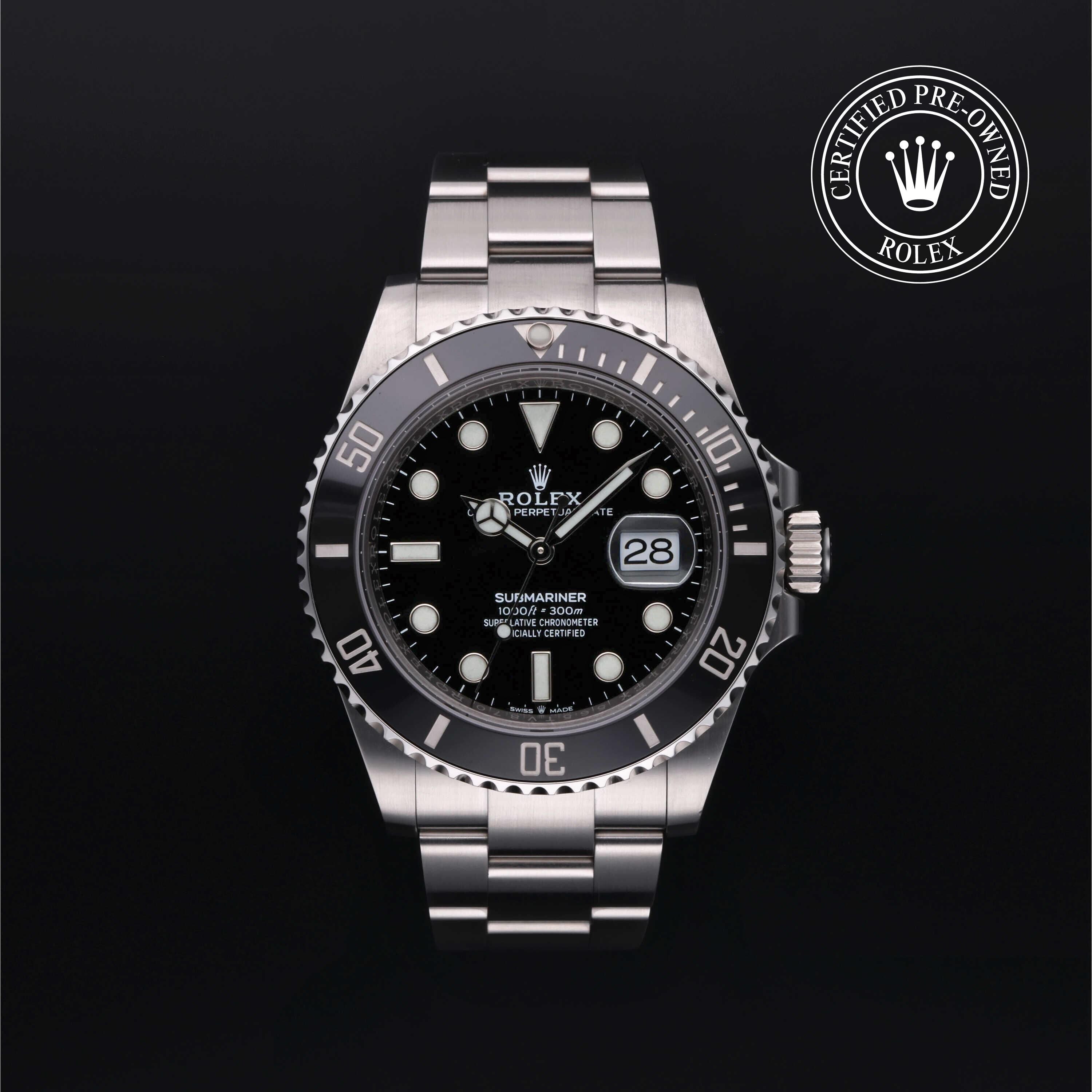 Rolex Certified Pre-owned Submariner M126610LN-0001 front on black background