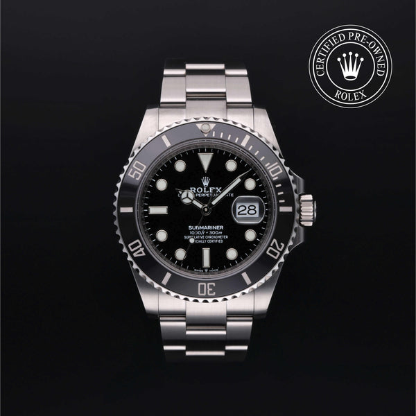 Rolex Certified Pre-owned Submariner M126610LN-0001 front on black background