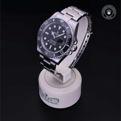 Rolex Certified Pre-owned Submariner M126610LN-0001 front on black background
