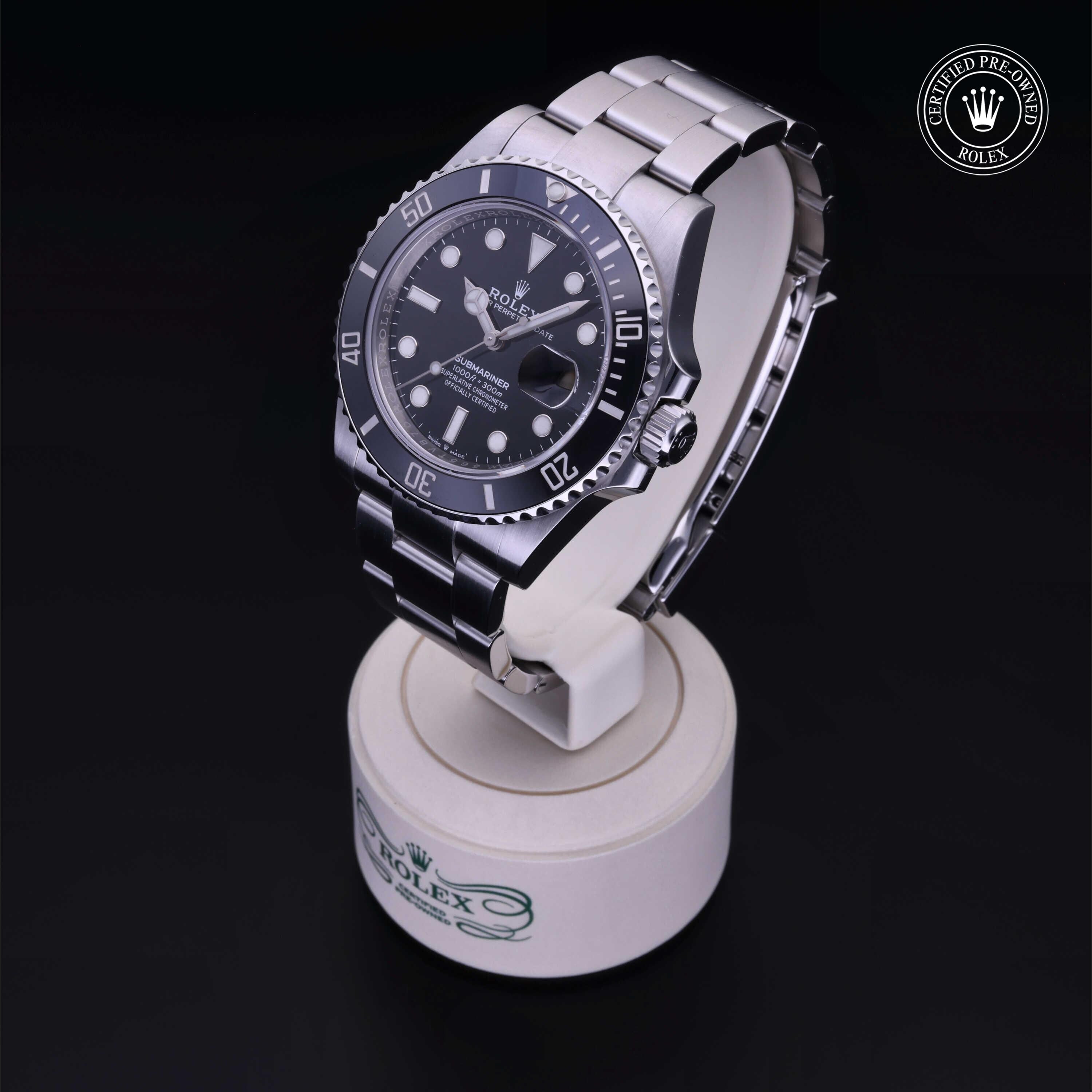 Rolex Certified Pre-owned Submariner M126610LN-0001 front on black background