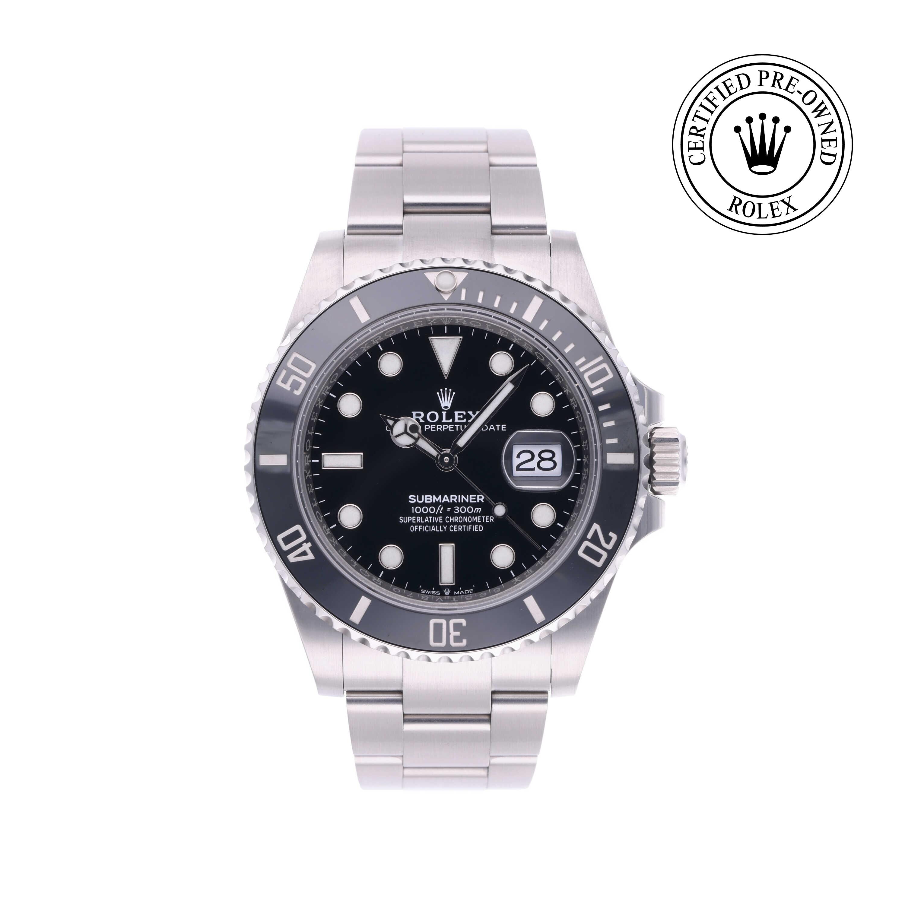 Rolex Certified Pre-owned Submariner M126610LN-0001 front on white background