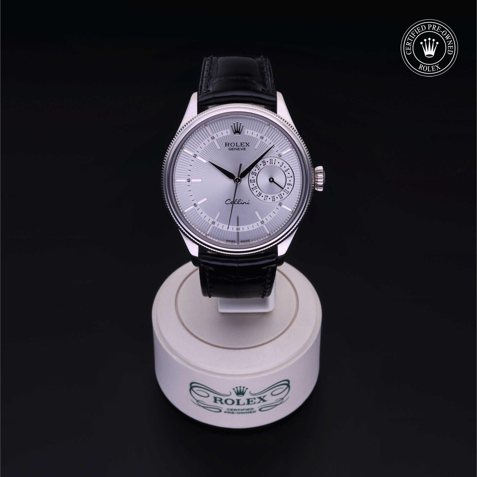 Rolex Certified Pre-owned Cellini M50519-0004 front on black background