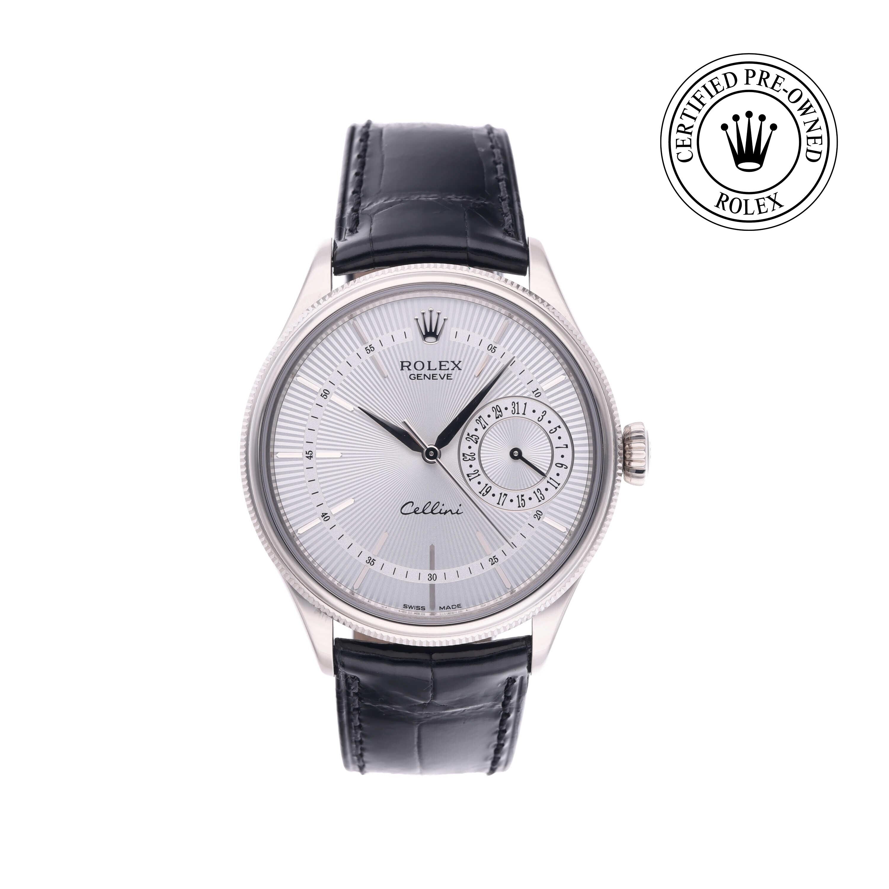 Rolex Certified Pre-owned Cellini M50519-0004 front on white background