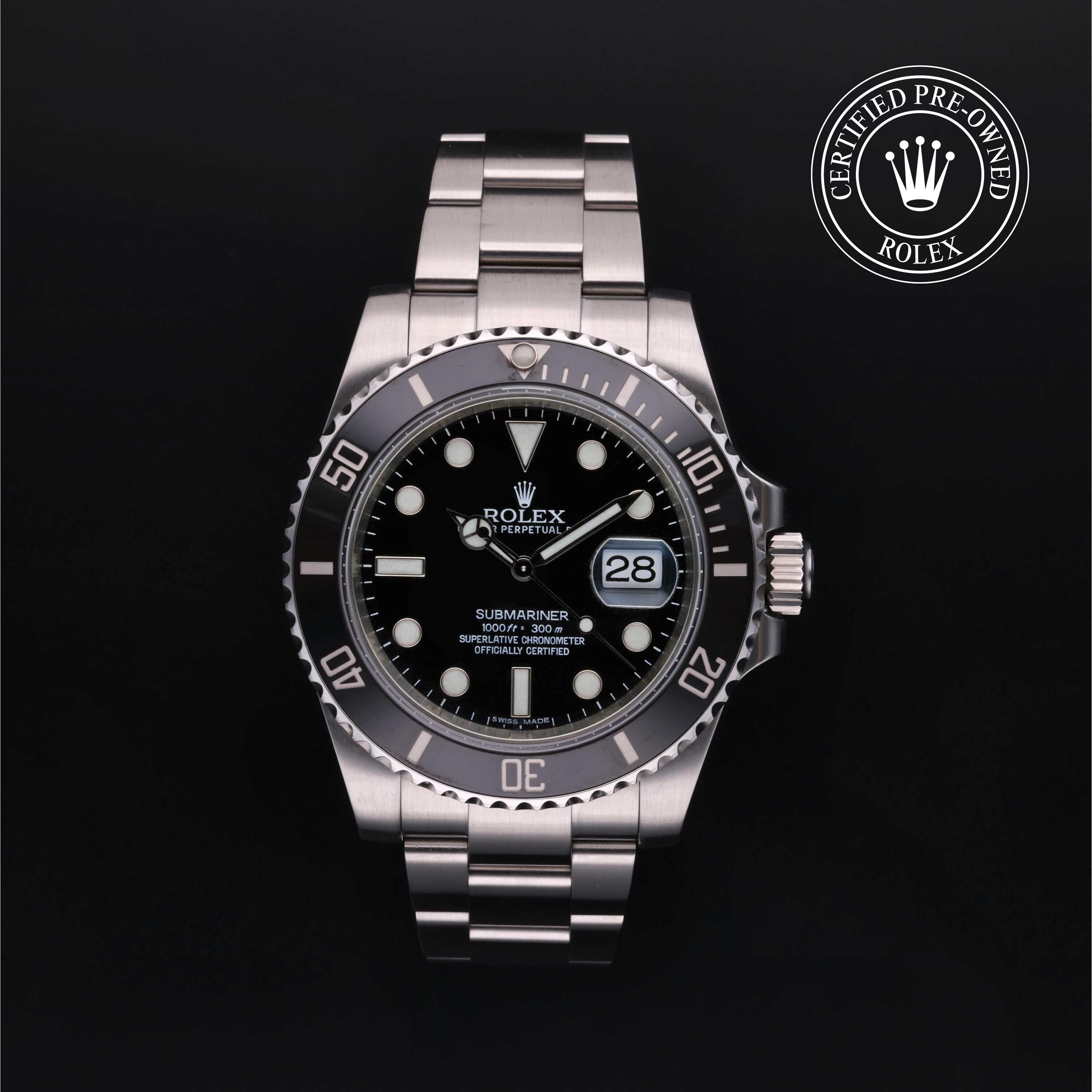 Rolex CPO Submariner M116610LN front on white background