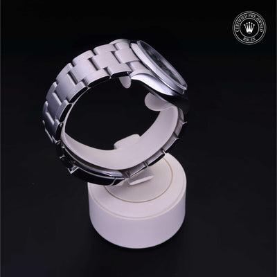 Rolex Certified Pre-owned Oyster Perpetual M126000-0005 front on black background