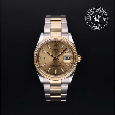 Rolex Certified Pre-owned Datejust M126233-0016 front on black background