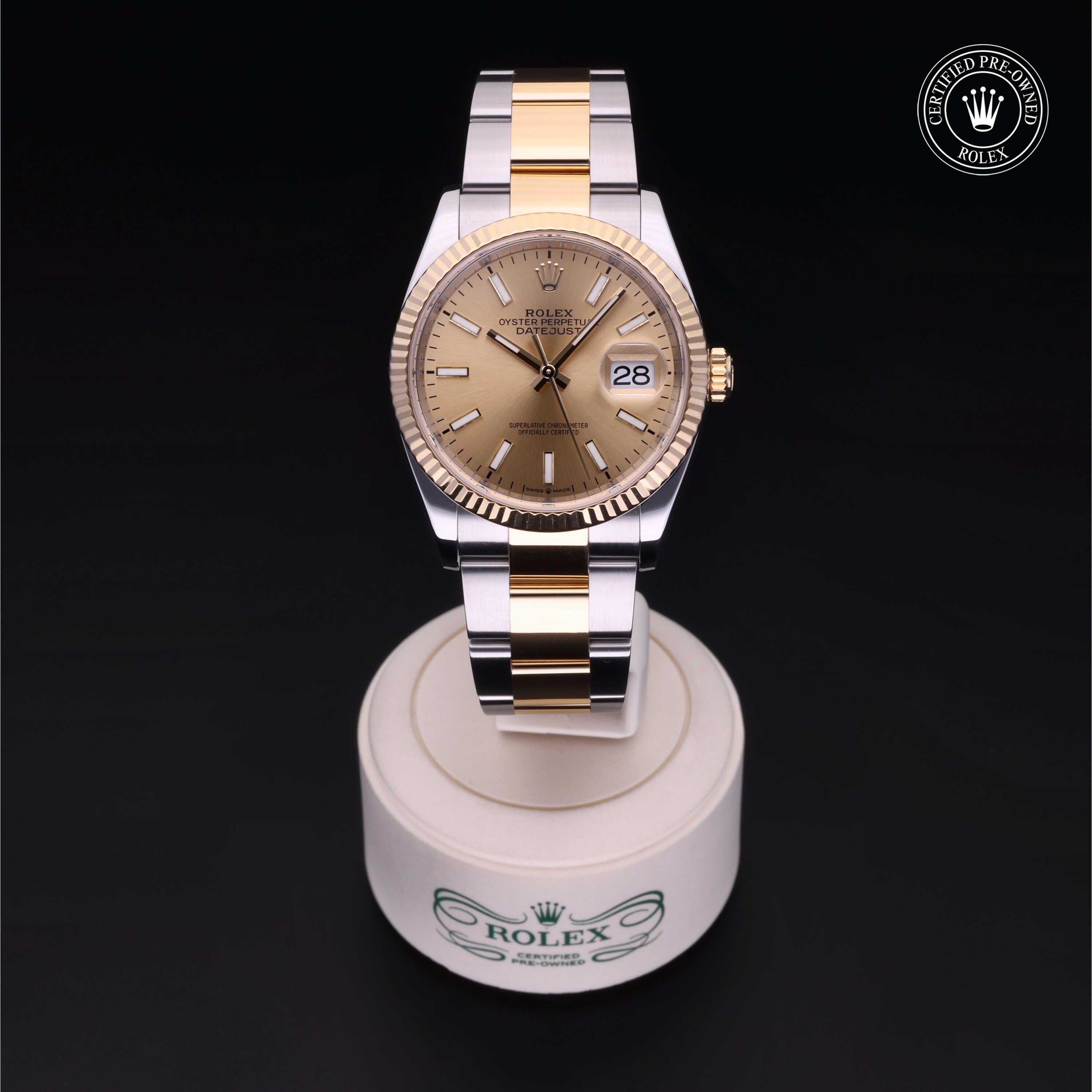 Rolex Certified Pre-owned Datejust M126233-0016 front on black background