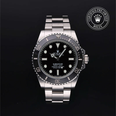 Rolex Certified Pre-owned Submariner M124060-0001 front on black background