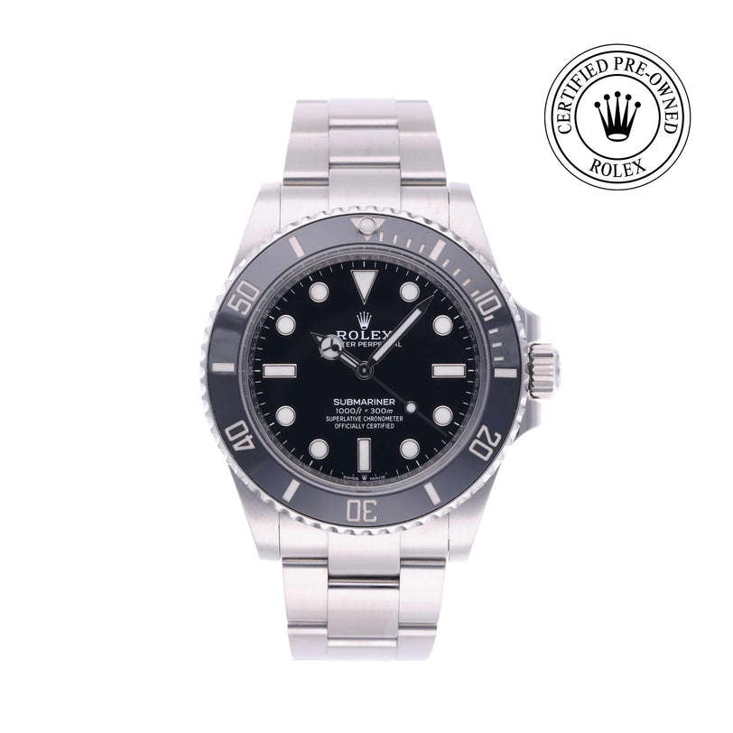 Rolex Certified Pre-owned Submariner M124060-0001 front on white background