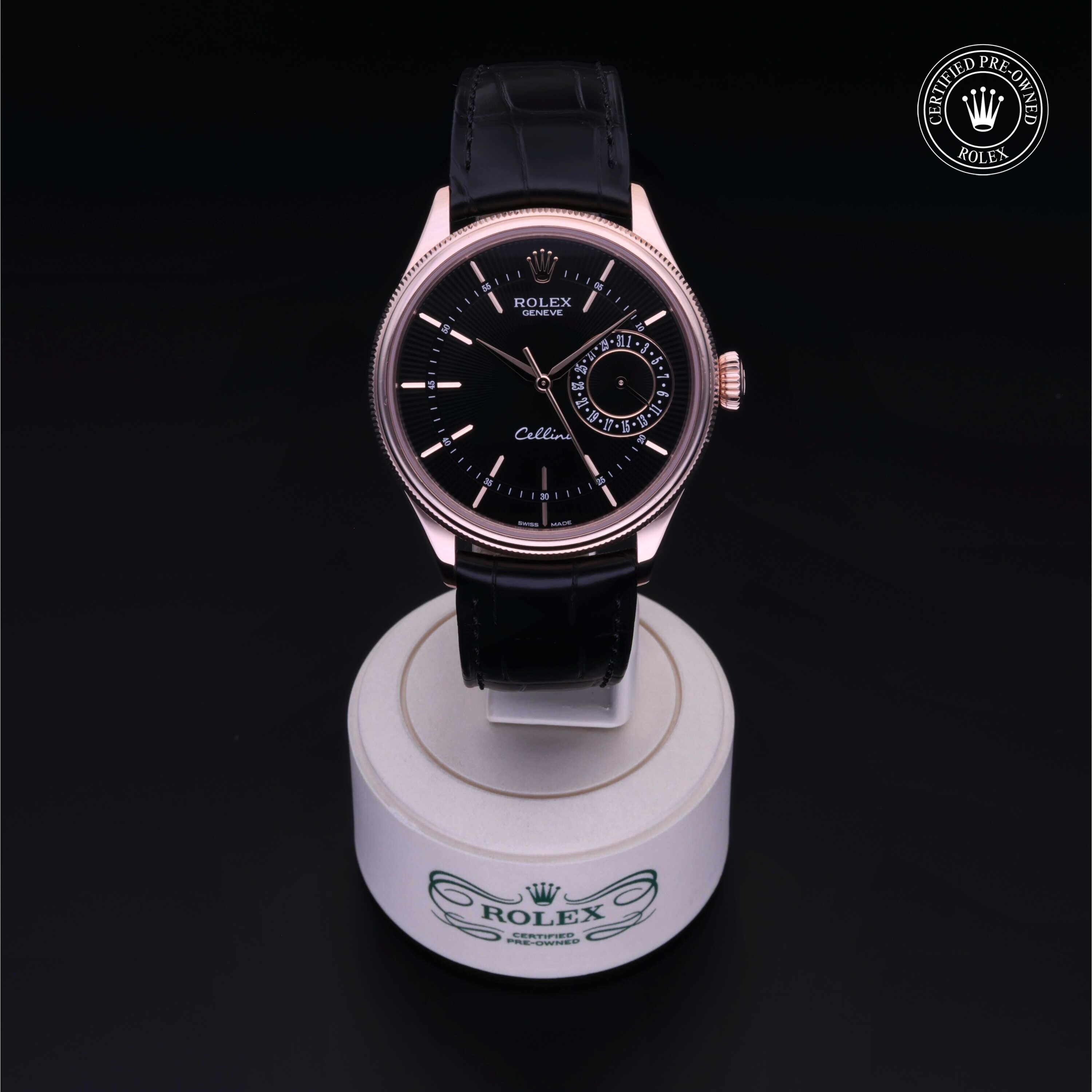 Rolex Certified Pre-owned Cellini M50515-0007 front on black background