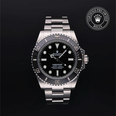 Rolex Certified Pre-owned Submariner M124060-0001 front on black background