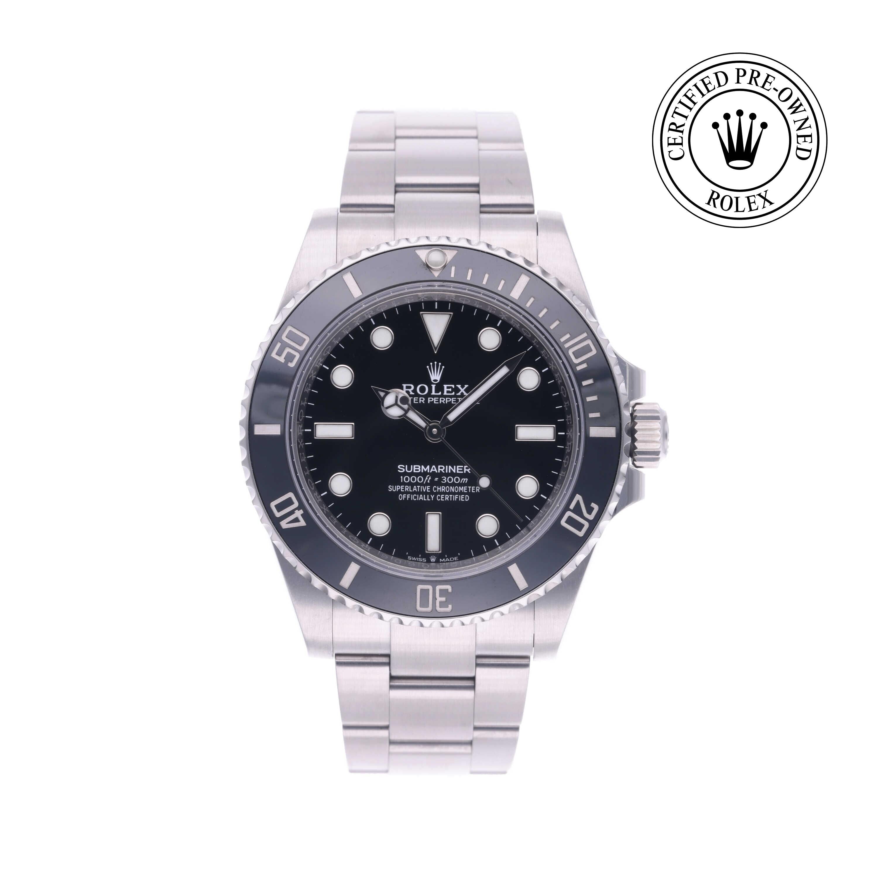 Rolex Certified Pre-owned Submariner M124060-0001 front on white background