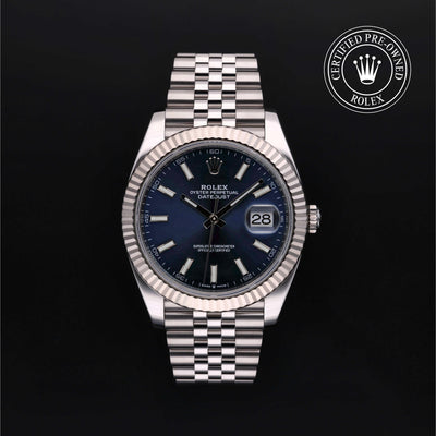 Rolex Certified Pre-owned Datejust M126334-0002 front on black background