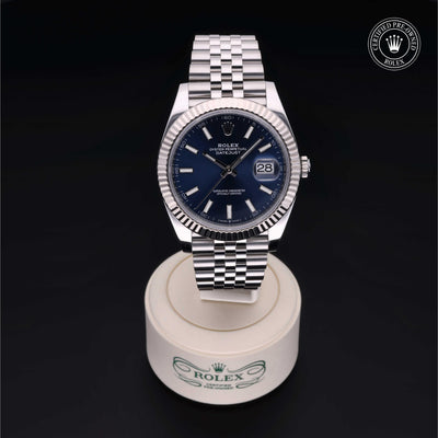 Rolex Certified Pre-owned Datejust M126334-0002 front on black background