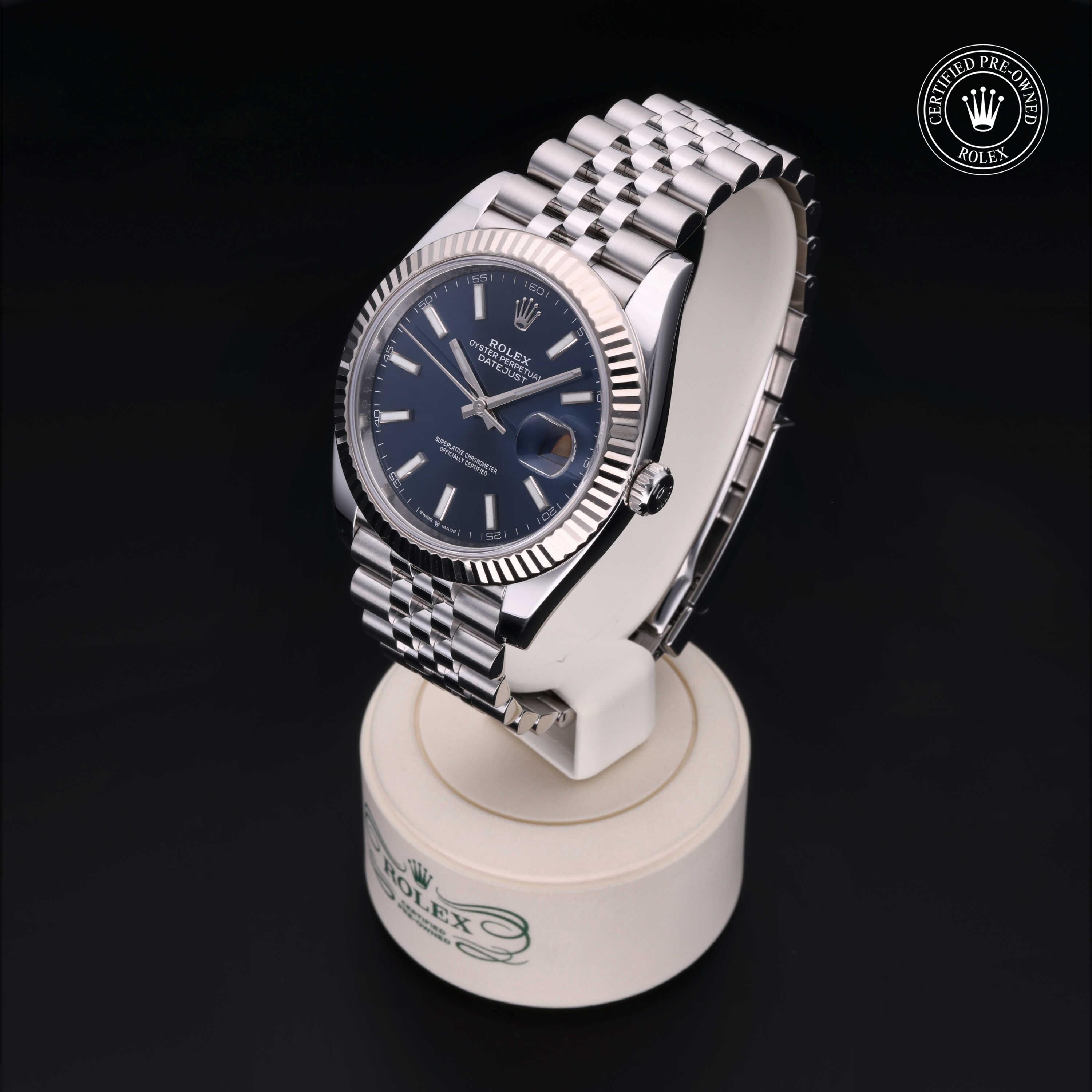 Rolex Certified Pre-owned Datejust M126334-0002 front on black background