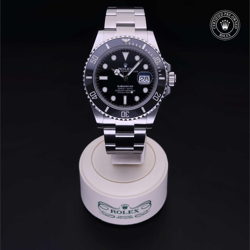 Rolex Certified Pre-owned Submariner M126610LN-0001 front on black background