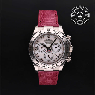 Rolex Certified Pre-owned Daytona M116519-0021 front on black background