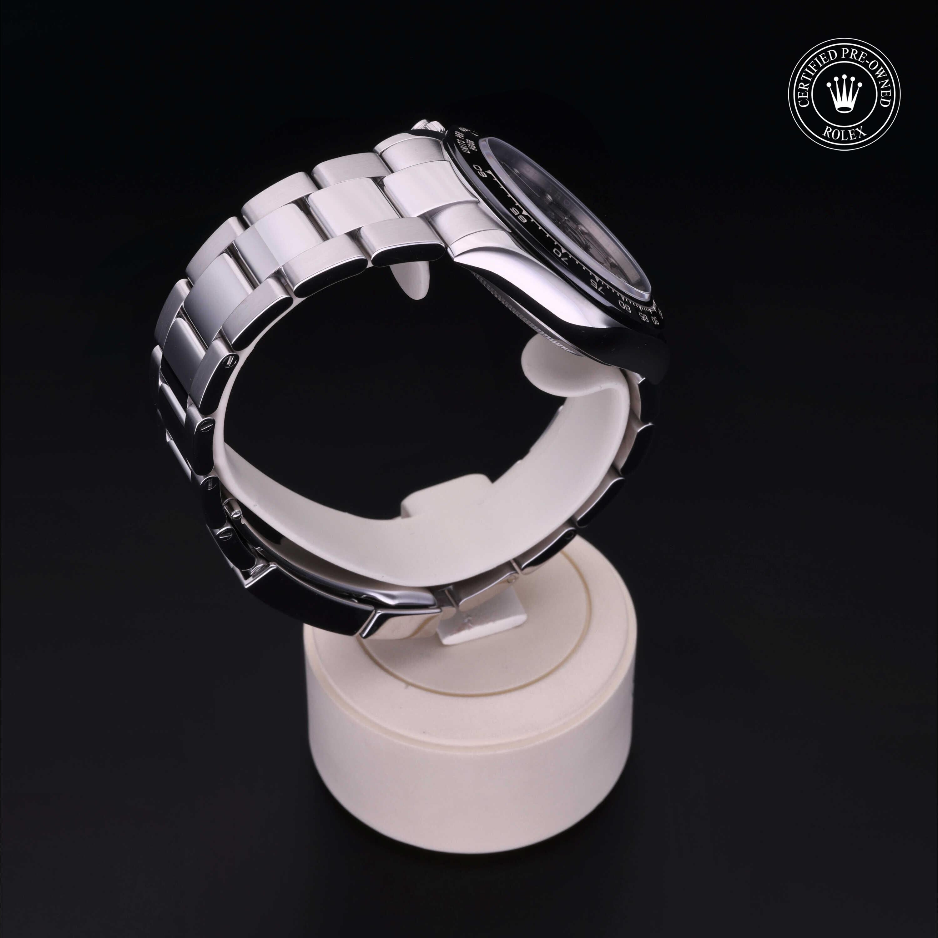 Rolex Certified Pre-owned Daytona M116500LN-0002 front on black background