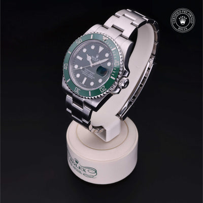Rolex Certified Pre-owned Submariner M116610LV-0002 front on black background