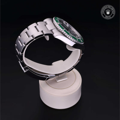 Rolex Certified Pre-owned Submariner M116610LV-0002 front on black background