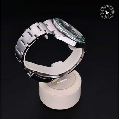 Rolex Certified Pre-owned Submariner M116610LV-0002 front on black background