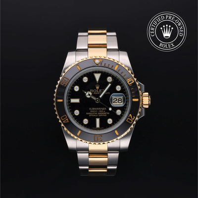 Rolex Certified Pre-owned Submariner M116613LN-0003 front on black background