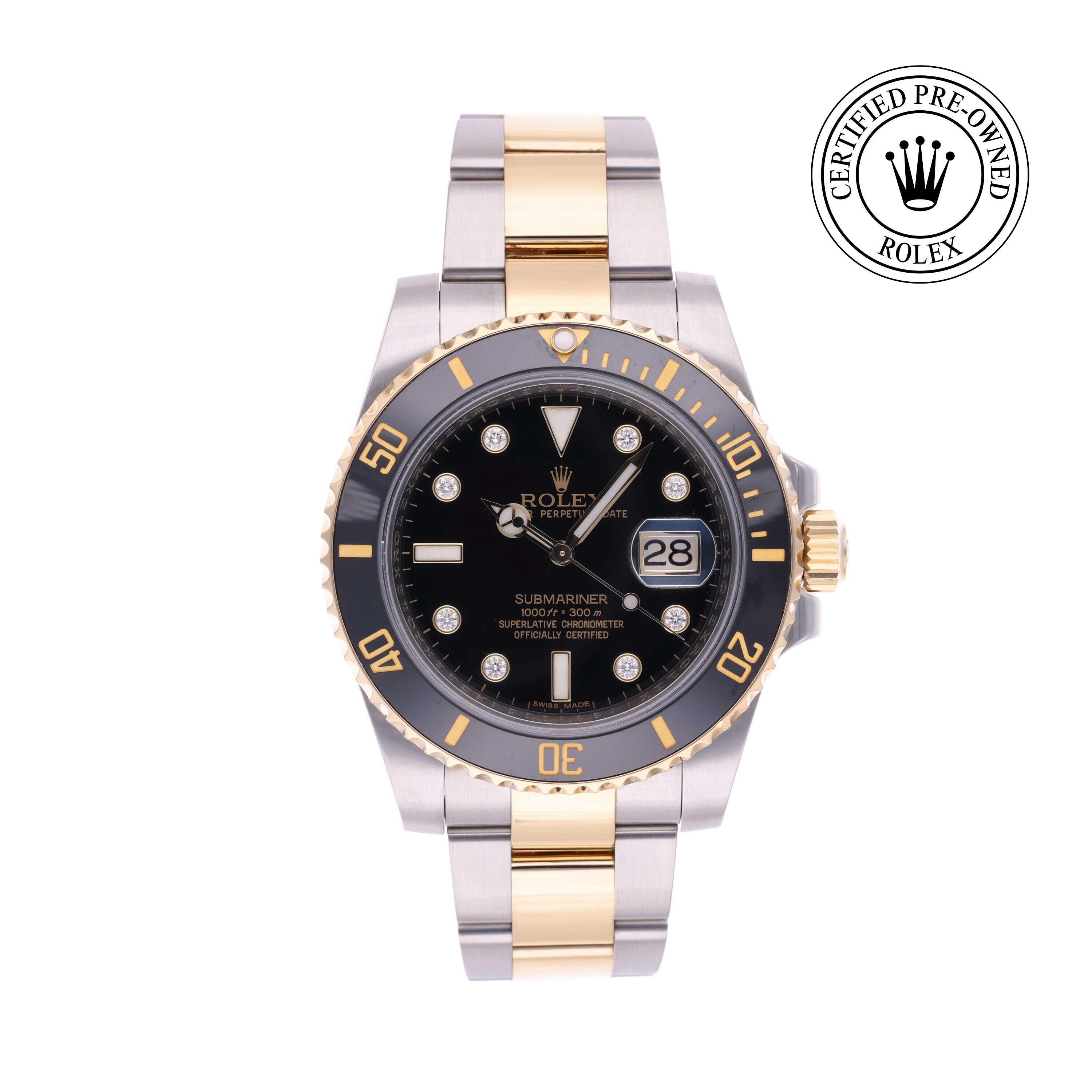 Rolex Certified Pre-owned Submariner M116613LN-0003 front on white background